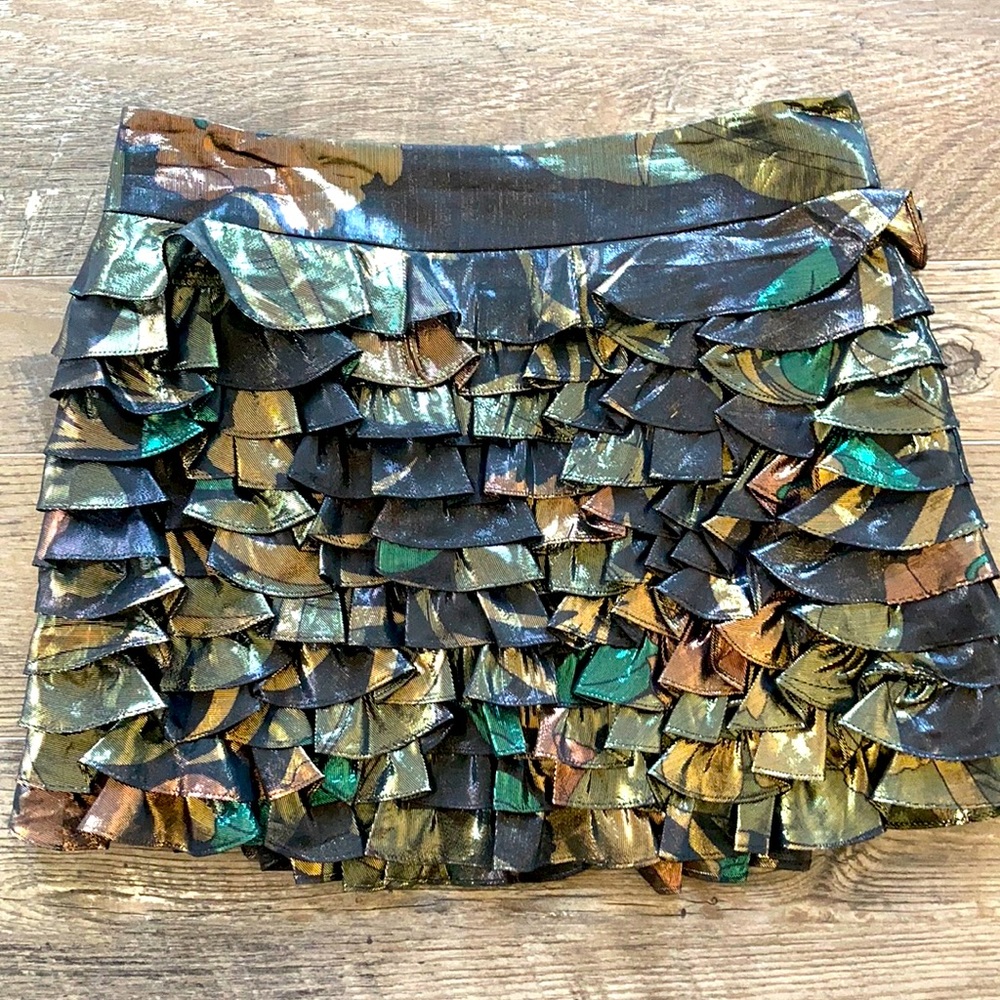 Metallic camo mini skirt